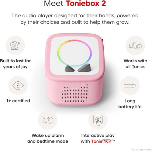 Miniatura 4 de Toniebox 2 - Conjunto de inicio de reproductor de audio para niños de 1+ con Playtime Puppy - Rosa nube Nube rosada