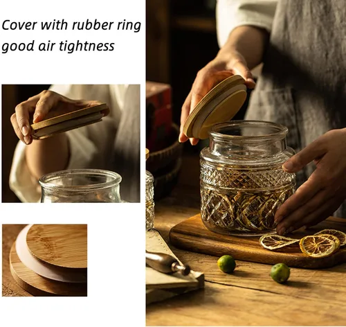 Miniatura 2 de Prettidecor Tarro de almacenamiento de vidrio, 38 onzas líquidas, recipientes de alimentos con tapa de bambú, recipientes de cocina, tarros