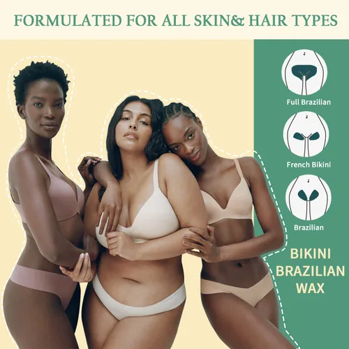 Miniatura 5 de Maxpearl Perlas de Cera Dura, 300g Granos de Cera para Depilación para Bikini Brasileño, Cara, Cejas, Axilas, Brazos, Pecho, Espalda, Piernas, Verde