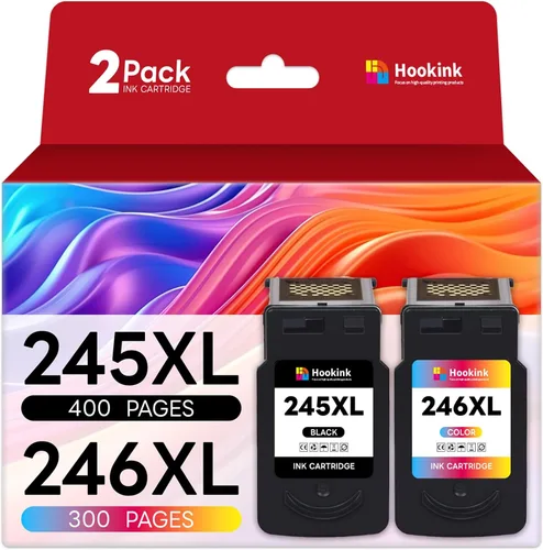 Paquete combinado de repuesto 245XL 246XL para tinta Canon 245 y 246 (negro, tricolor) Uso con impresora Pixma MG2522 TS3122 TS3322 MX490 TR4520
