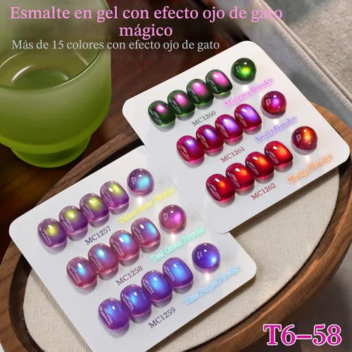 Miniatura 4 de Double Rhythm - Juego de esmalte de uñas de gel ojo de gato de 6 unidades, mismo color, misma botella, 14.8 ml, brillo con glitter, con imán