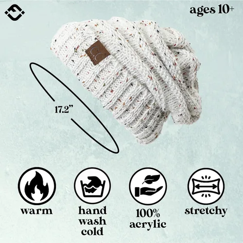 Miniatura 138 de Funky Junque Gorro de moda de punto trenzado de talla extragrande, grueso, abrigado, suave y holgado