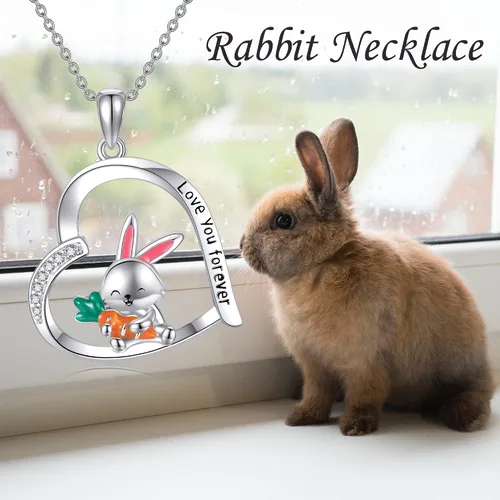 Miniatura 5 de Lindo regalo de animales de plata esterlinapanda rojoconejo, collar con colgante de animal lindo joyería para mujeres niñas regalos