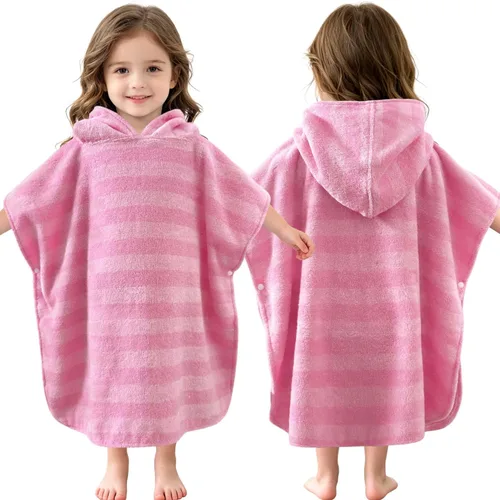Miniatura 9 de VOOVA & MOVAS Toallas tipo poncho para niños pequeños (2-6 años, 24 x 48 pulgadas), 100% algodón, suave, absorbente, con capucha, perfectas
