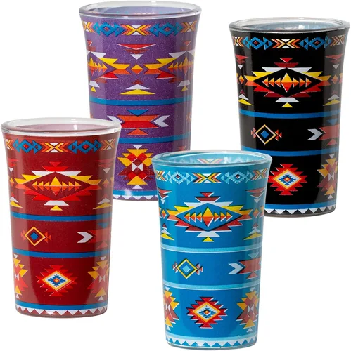 Miniatura 2 de Juego de 4 vasos de chupito transparentes con base pesada del suroeste y aptos para lavavajillas para licores, whisky, tequila, vodka, fiesta