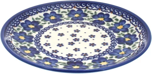 Miniatura 30 de Platos de postre amarillos Alyssa de cerámica polaca de Blue Rose - Diámetro de 7.5" - Hermoso plato para pastel, aperitivos o bocadillos