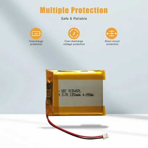 Miniatura 3 de Batería de polímero de litio KBT 3.7V 1350mAh: 703545PL Lipo Baterías de repuesto recargables de iones de litio con conector PH 1.25 JST, conector