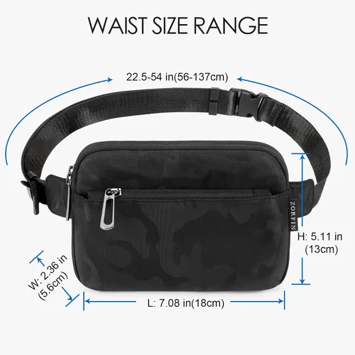 Miniatura 41 de ZORFIN Riñonera para mujeres y hombres, riñonera de moda con correa ajustable para exteriores, entrenamiento, viajes, casual, correr, senderismo