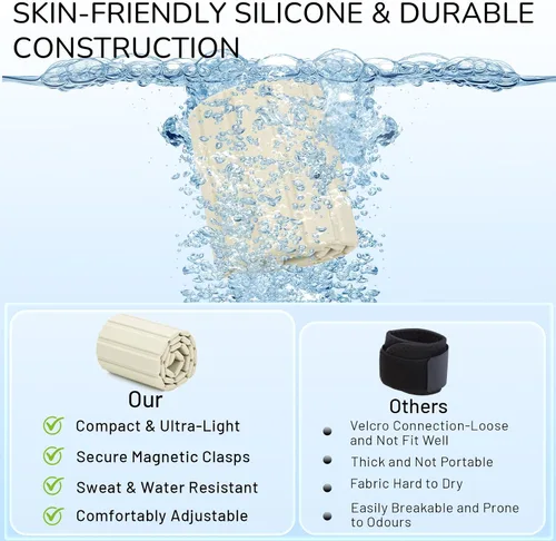 Miniatura 3 de Pesas de tobillo y muñeca para mujeres y hombres, diseño magnético ultrafino ajustable, silicona agradable a la piel con bloques de acero para yoga