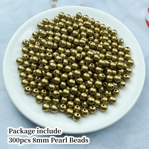 Miniatura 2 de Perlas, 300 piezas cuentas de perlas sueltas de 8 mm redondas para aretes, pulseras, collares, llaveros, joyería, manualidades, decoración y relleno