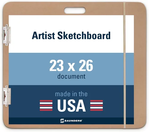 Saunders Tablero de dibujo reciclado de 23 x 26 pulgadas, fabricado en Estados Unidos, tablero de dibujo de artista con asa, 2 clips laterales y