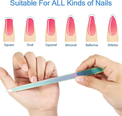 Miniatura 4 de Mudder Juego de 3 limas de uñas de diamante para mujeres y hombres, acero inoxidable, metal, zafiro, doble cara, limadores de uñas de los pies