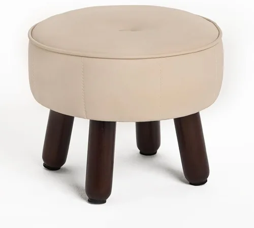 oakvivo Taburete otomano pequeño de 13 pulgadas, reposapiés redondo de piel sintética para sofá, reposapiés debajo del escritorio, reposapiés con