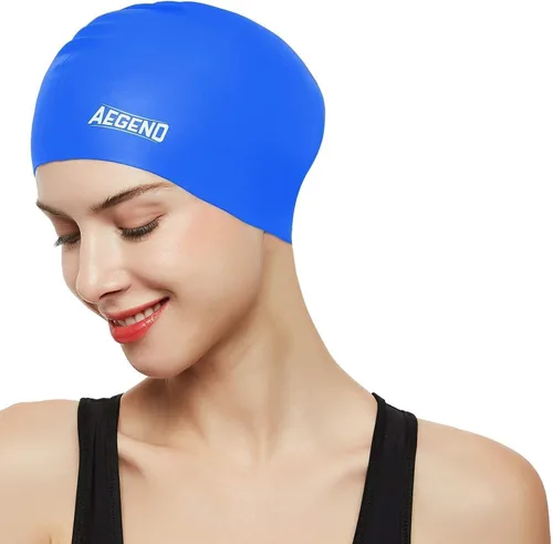 Miniatura 29 de Aegend - Gorros de natación para cabello largo, gorras de natación de silicona duraderas para mujeres, hombres, adultos, jóvenes, fáciles de poner