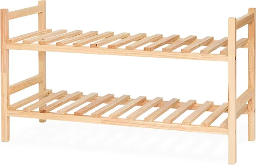 Miniatura 10 de PJ Wood Organizador apilable de madera para almacenamiento de armarios, estantes de entrada, armario escalonado para zapatos, capacidad de 6 pares