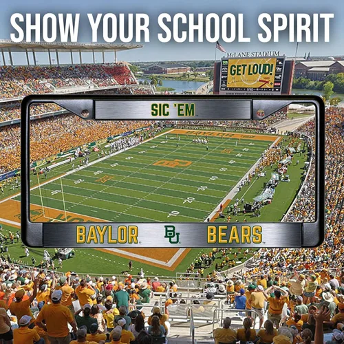 Miniatura 6 de Baylor University Bears - Marco de matrícula premium de aleación de zinc negro de larga duración con licencia de la NCAA - Soporte de etiqueta de 2