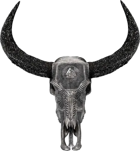 Miniatura 8 de Skull Bliss - Auténtica calavera de búfalo tallada a mano de taxidermia real/Decoración de pared única con calavera de toro real/Decoración genuina