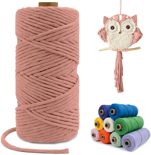Miniatura 37 de Cuerda de macramé de una sola hebra de 0.197 in x 110 yardas, cuerda de macramé de algodón natural de 0.197 in, cuerda de algodón grueso para colgar