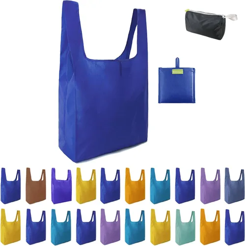 Miniatura 48 de BeeGreen Bolsas de comestibles reutilizables de Navidad con bolsa de almacenamiento con cremallera, paquete de 10 bolsas de compras reutilizables a
