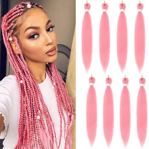 Miniatura 20 de Cabello trenzado preestirado de 26 pulgadas, 8 paquetes 1B, trenzas bohemias de ganchillo con textura Yaki suave para mujeres negras, no tóxico