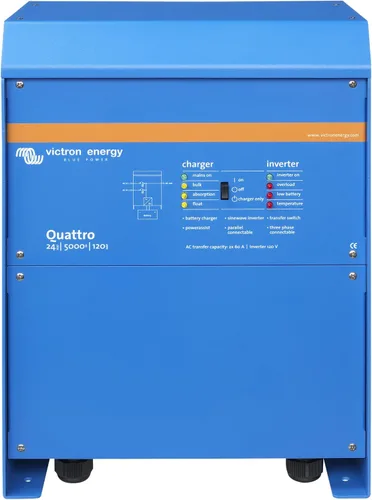 Victron Energy Quattro - Inversor de onda sinusoidal pura de 5000 VA de 24 voltios y cargador de batería de 120 amperios