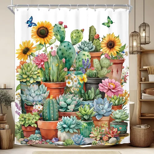 Miniatura 13 de Homewelle Cortina de ducha floral roja para baño, 60 pulgadas de ancho x 72 pulgadas de largo, flor de cerezo, ciruela, estética asiática, japonesa