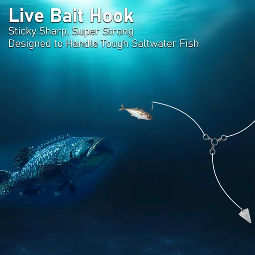 Miniatura 6 de Dr.Fish Paquete de 30 ganchos circulares 3 veces fuertes en línea para agua salada y agua dulce, anzuelos de pesca sin compensación para Striper