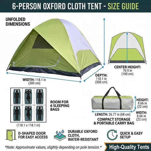 Miniatura 6 de Camping Tents Outdoor Tents, 4/6 Person Family Camping Tent,Heavy Duty,Waterproof Windproof, Oxford Fabric Ground Cloth Fishing, Hiking, Summer