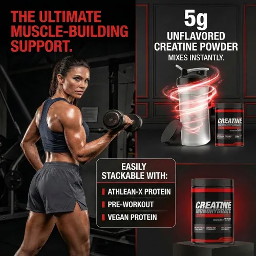 Miniatura 5 de ATHLEAN-X X-CREATINE - Polvo de monohidrato de creatina micronizada pura, apoya la fuerza muscular, la potencia y la recuperación, sin gluten, sin