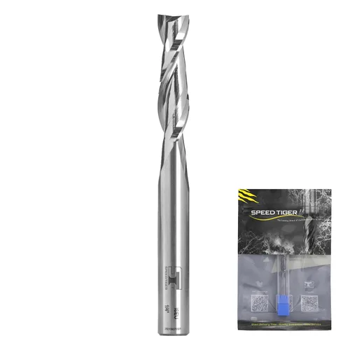 SPEED TIGER Brocas de enrutador en espiral de carburo cortadas – ISEU1/2 pulgadas de diámetro, longitud de corte de 1-1/4 pulgadas, OVL de 3