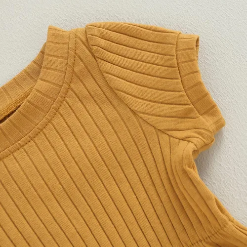 Miniatura 13 de Traje de verano para niña pequeña, de manga corta, acanalado, overol liso, pantalones cortos, ropa para recién nacidos