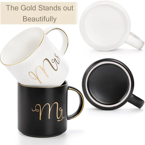 Miniatura 3 de Yesland Taza de café de cerámica de 12 onzas para parejas, regalo ideal para compromiso, aniversario, para él y ella, novia y novio, San Valentín