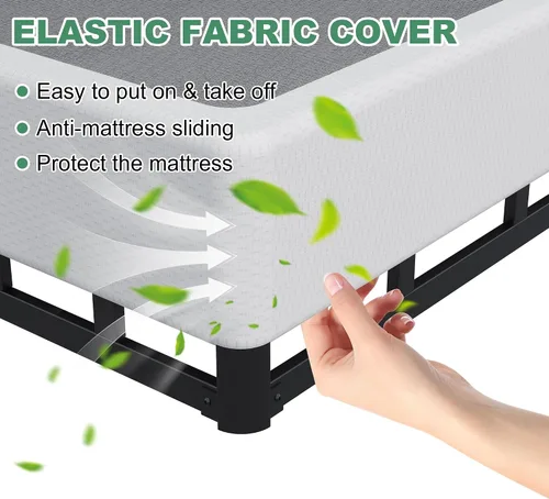 Miniatura 5 de Lutown-Teen Base de cama con somier dividido de 9 pulgadas, 3500 libras de metal resistente de alto perfil tamaño King con cubierta de tela, sin