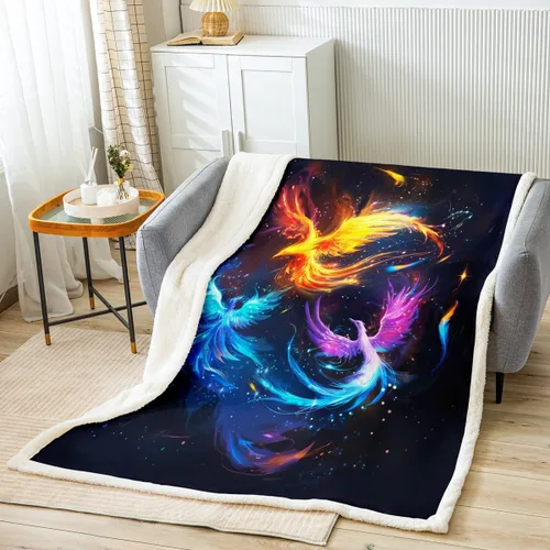 Miniatura 6 de Manfei Sports Car Kids Throw Blanket Blue and Orange Fire Bed Blanket for Boys Girls Room Decor, Black Racing Car Blanket for Couch Sofa, Soft and