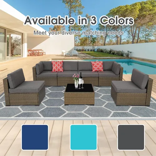 Miniatura 6 de kinbor Fundas de cojín de repuesto para patio, 14 piezas, fundas de cojín para sofá de patio al aire libre con cremallera para sofá seccional, solo