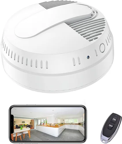 Detector de humo de cámara oculta, cámara detector de humo de 10000 mAh con WiFi de 2.4 G y control remoto de aplicación/visión nocturna/detección