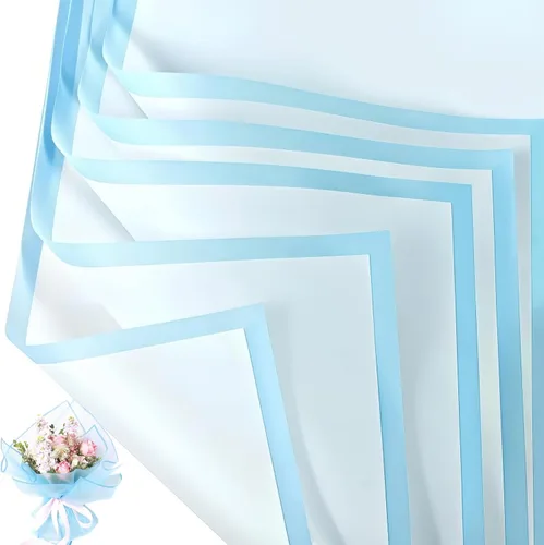 Miniatura 13 de Jutieuo 20 hojas de papel de regalo de flores negras, papel floral coreano translúcido impermeable para ramos de flores, embalaje de regalo, Borde