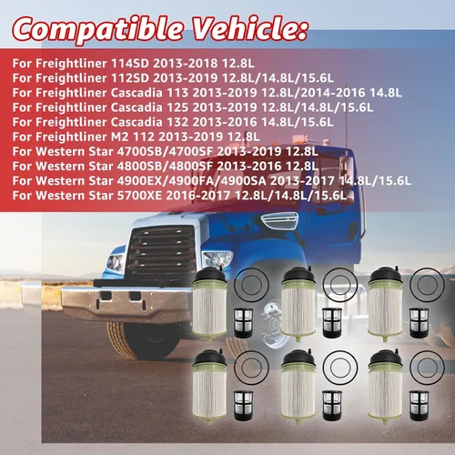 Miniatura 7 de PF9908 Filtro de combustible A4700903151 compatible con Detroit Diesel DD13 DD15 DD16 Freightliner Western Star Kit de filtro de combustible