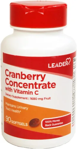 Leader Concentrado de arándano con cápsulas blandas de vitamina C, 90 unidades por botella