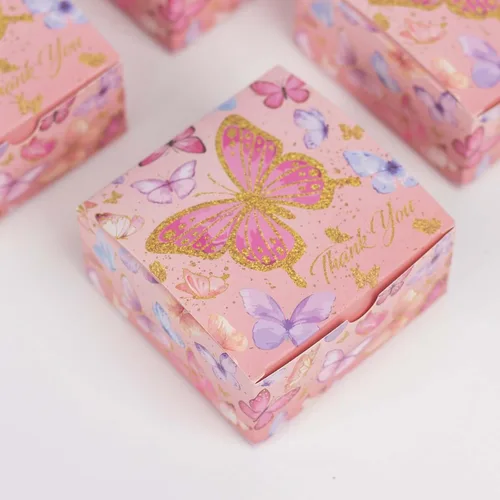 Miniatura 12 de Efavormart - Paquete de 25 cajas de regalo de fiesta con patrón de toile francés, lavanda mate y cajas de dulces blancos, papel de cartulina, 3 x 3
