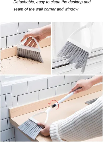 Miniatura 6 de Mini escoba y recogedor, barrido de cocina casera para niños (blanco + azul)