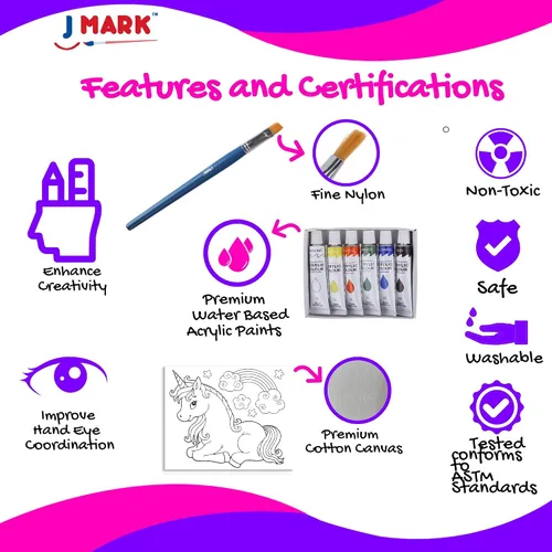 Miniatura 4 de J MARK Juego de pintura para niños, juego de pintura acrílica todo incluido para niños, suministros de pintura seguros
