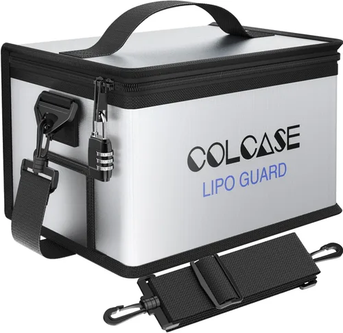 Miniatura 8 de Bolsa de seguridad ignífuga antiexplosión Colcase para batería Lipo, almacenamiento y carga, gran espacio, altamente resistente, bolsa doble cierre