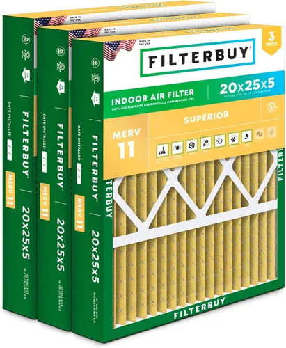 Miniatura 11 de Filterbuy Filtro de aire MERV 11 de 10 x 17 x 2 pulgadas para defensa de mascotas y alergias (paquete de 3), filtros exteriores plisados