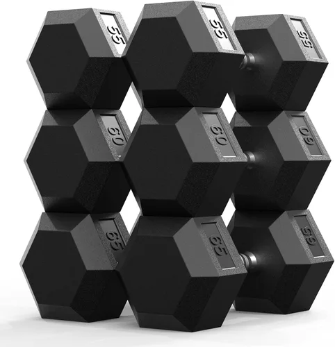 Miniatura 14 de PAPABABE Juego de mancuernas, mancuernas de gimnasio en casa con revestimiento de goma, mancuernas para mujeres y hombres, pesas de mano