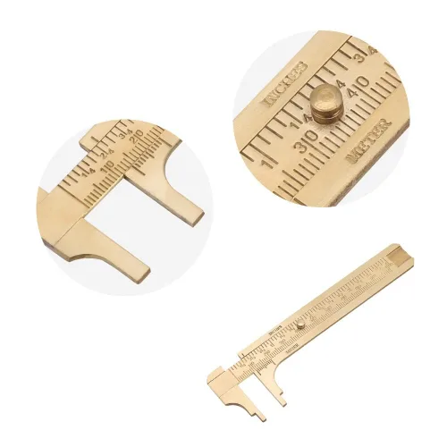 Miniatura 5 de Calibre de latón de calibre de 3.937 in / 4 pulgadas, calibrador de bolsillo Vernier para medición de joyas de alambre de cuentas (doble escala)