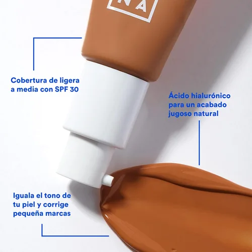 Miniatura 4 de 3INA The Tinted Moisturizer SPF 30 - Hidratante facial teñido para mujeres con ácido hialurónico - Base de cobertura ligera a media - 613 - 1.01 oz