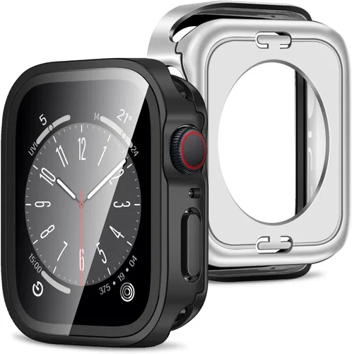 Miniatura 15 de Amizee Estuche 2 en 1 [Paquete de 2] Compatible con Apple Watch Series 9/8/ 7 de 45 mm con Protector de Pantalla Integrado, Cubierta Protectora