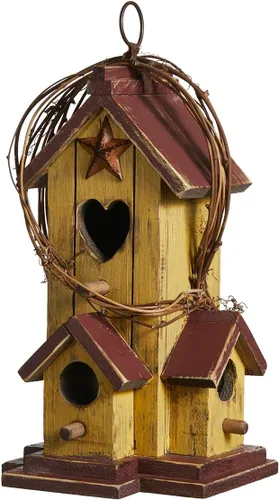 Glitzhome - Casas para pájaros para exteriores, casas para colibríes para exteriores, caja de anidación para pájaros de 11.5" de alto, hecha a mano,