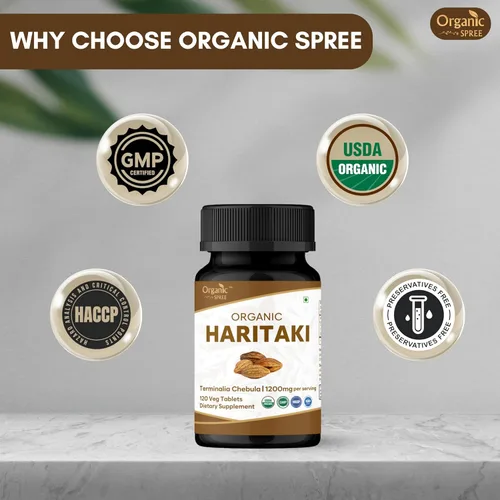 Miniatura 6 de ORGANIC SPREE Haritaki Tablets - Suplemento Haritaki orgánico del USDA, apoya la digestión y el bienestar general*, 120 tabletas